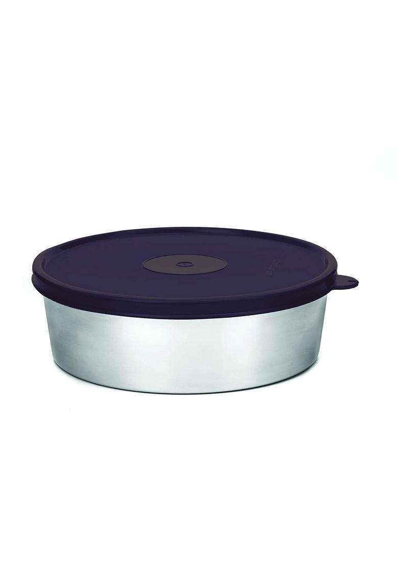 SIGNORA WARE Signoraware Flat Stainless Steel Storage Box and Container with Lid for Papad | 3 L | 3.2 Qt | BPA Free | Food Safe - Indya