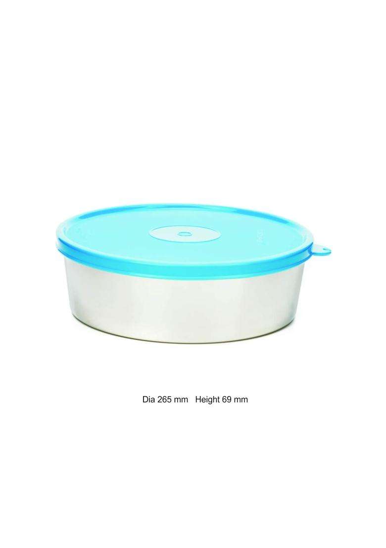 SIGNORA WARE Signoraware Flat Stainless Steel Storage Box and Container with Lid for Papad | 3 L | 3.2 Qt | BPA Free | Food Safe - Indya