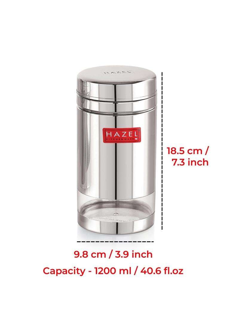 HAZEL Stainless Steel See Through Transparent Container | 1200 ml | 40.6 fl oz | 2-Piece Set - Indya