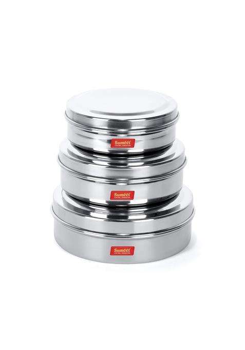 Sumeet Stainless Steel Storage Container | 300 ml | 10.1 fl oz | 3-Piece Set