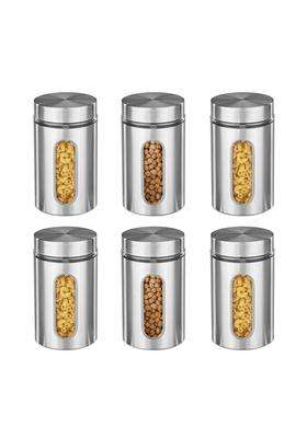 Solimo Amazon Brand Solimo Oval Window Steel Jacketed Glass Jar | 1200 ml | 40.6 fl oz | 6-Piece Set