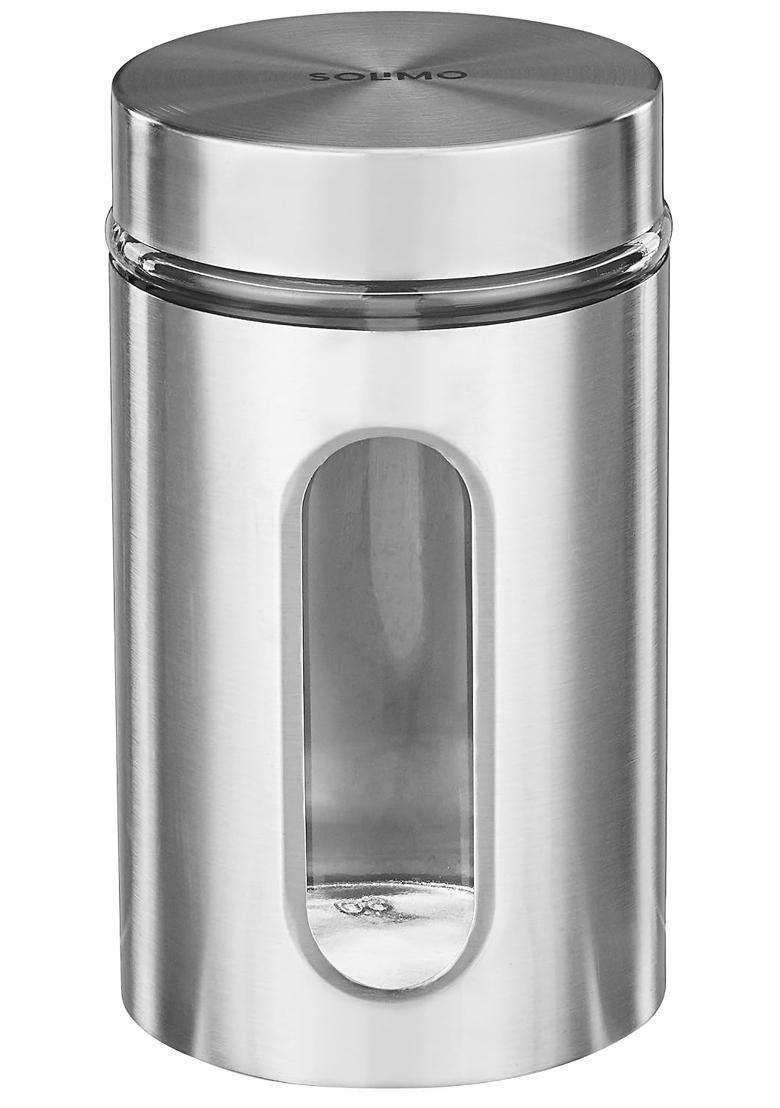Solimo Amazon Brand Solimo Oval Window Steel Jacketed Glass Jar | 1200 ml | 40.6 fl oz | 6-Piece Set - Indya