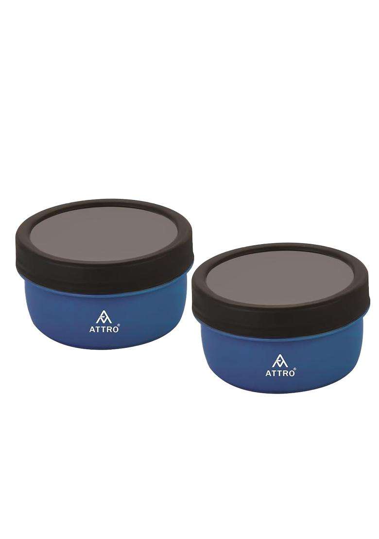 ATTRO Capsule Airtight Containers Stainless Steel Inner BPA-Free Microwave Safe Food | 350 ml | 11.8 fl oz | 2-Piece Set - Indya
