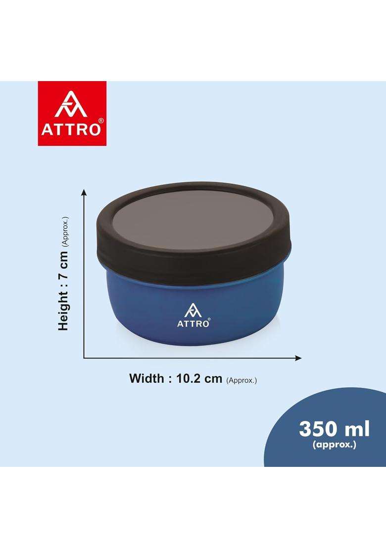 ATTRO Capsule Airtight Containers Stainless Steel Inner BPA-Free Microwave Safe Food | 350 ml | 11.8 fl oz | 2-Piece Set - Indya