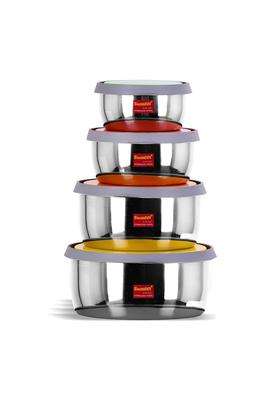 Sumeet Stainless Steel Food Storage Airtight and Leak Proof Containers Set | 1 L | 1.1 Qt | Pack of 4