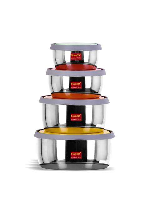 Sumeet Stainless Steel Food Storage Airtight and Leak Proof Containers Set | 1 L | 1.1 Qt | Pack of 4