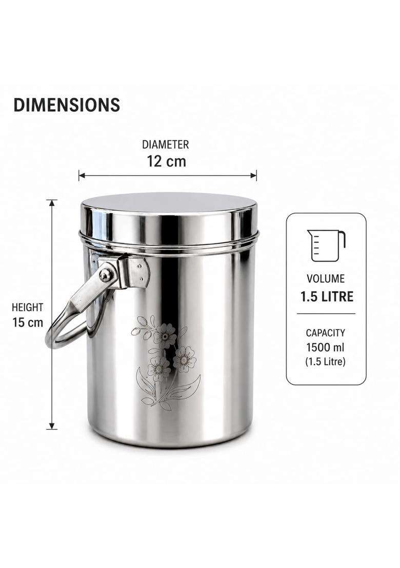 KC Stainless Steel Multipurpose Storage Container | 1.5 L | 1.6 Qt - Indya