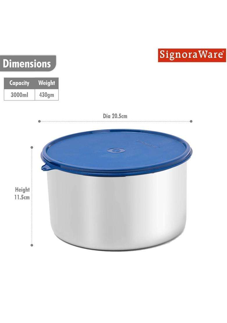 SIGNORA WARE Signoraware Storewell Stainless Steel Container | 3 L | 3.2 Qt | Leak Proof - Indya
