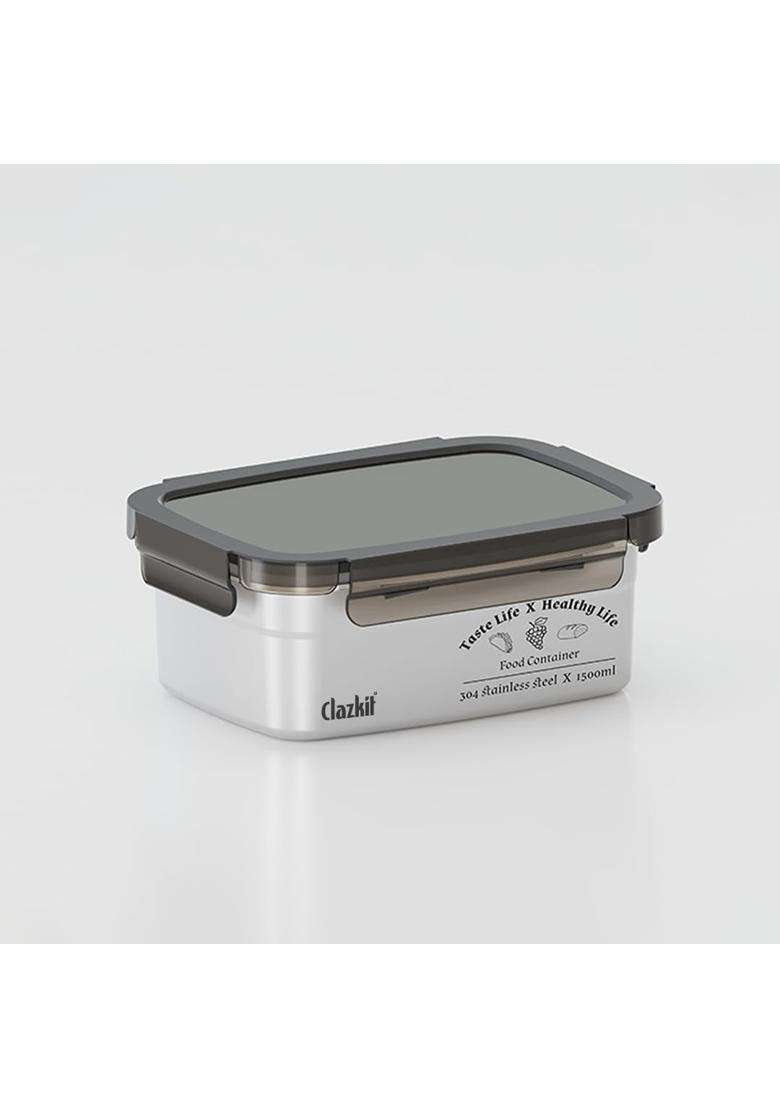 Clazkit Stainless Steel Food Storage Containers Microwave Safe Without Lid Container | 1500 ml | 50.7 fl oz - Indya