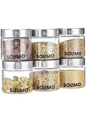 Solimo Amazon Brand Solimo Plastic Storage Jar and Containers | 200 ml | 6.8 fl oz | 6-Piece Set | BPA Free