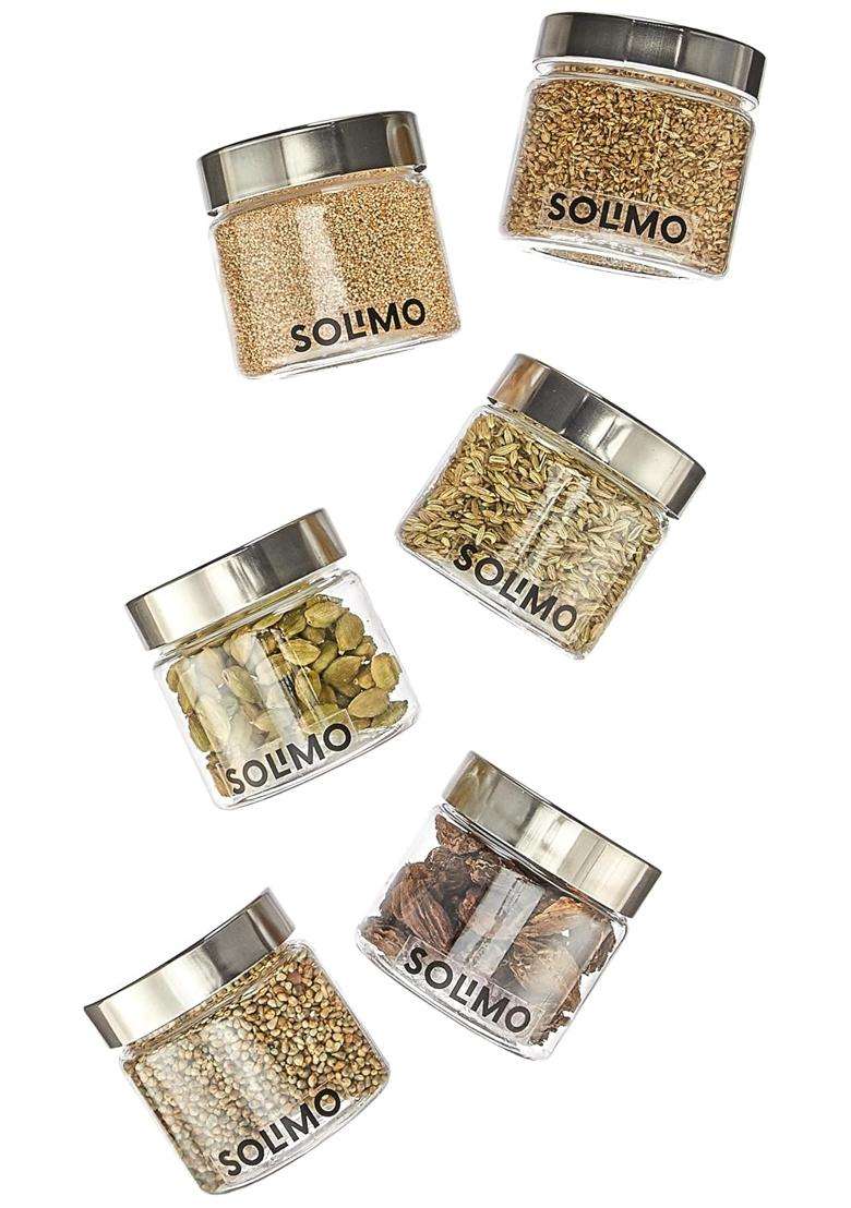 Solimo Amazon Brand Solimo Plastic Storage Jar and Containers | 200 ml | 6.8 fl oz | 6-Piece Set | BPA Free - Indya