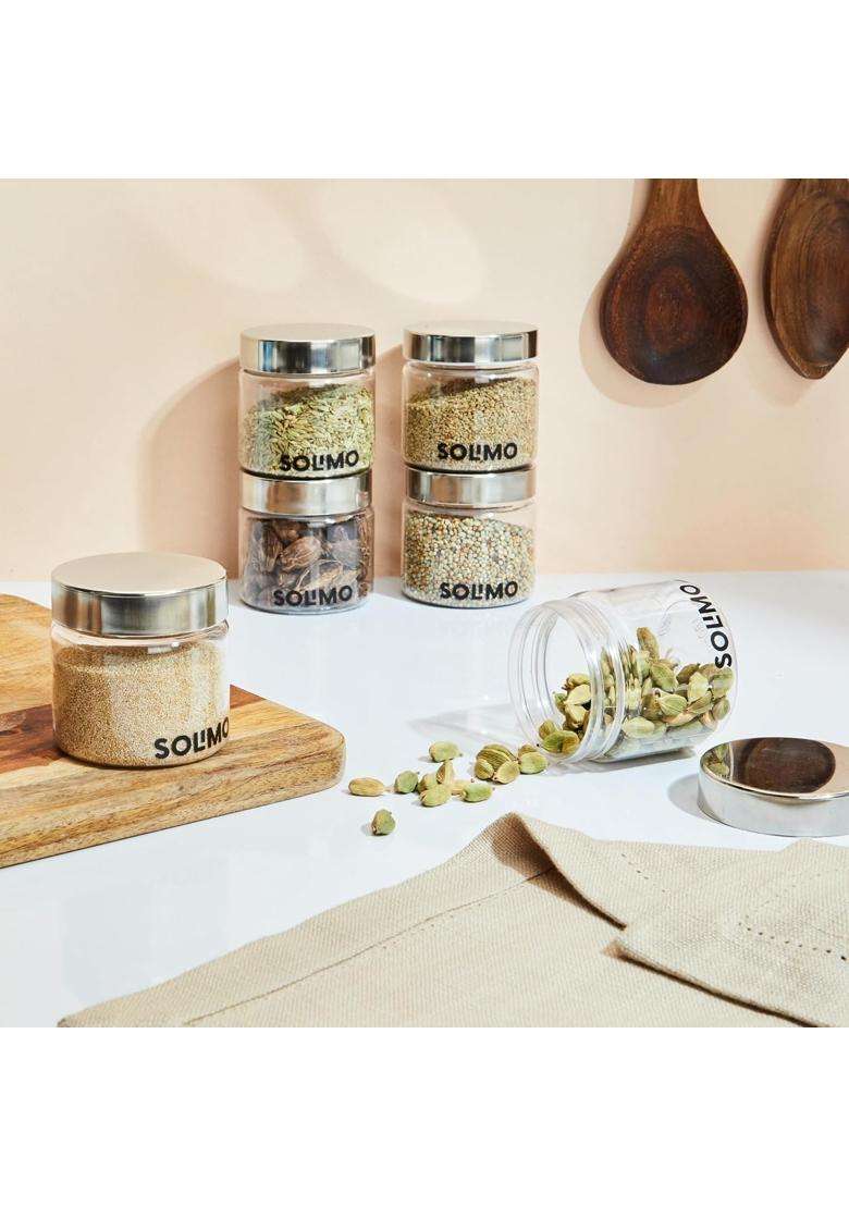 Solimo Amazon Brand Solimo Plastic Storage Jar and Containers | 200 ml | 6.8 fl oz | 6-Piece Set | BPA Free - Indya