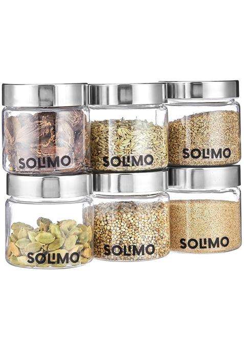 Solimo Amazon Brand Solimo Plastic Storage Jar and Containers | 200 ml | 6.8 fl oz | 6-Piece Set | BPA Free