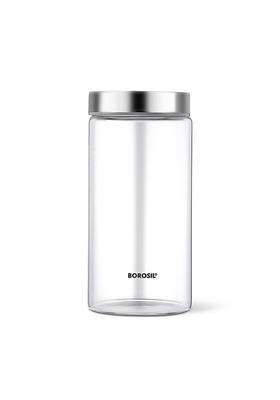 Borosil Endura Glass Jar with Stainless Steel Lid | 1200 ml | 40.6 fl oz | Dishwasher Safe | Microwave Safe