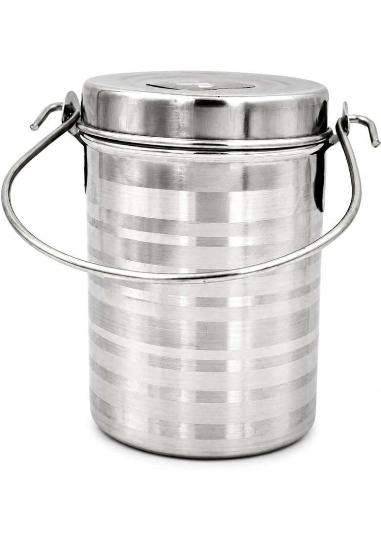 AAYU CRAFT KITCHENWARE FOR LIFE Stainless Steel Milk Oil Ghee Storage Container with Lid and Handle for Kitchen | 100 ml | 3.4 fl oz - Indya