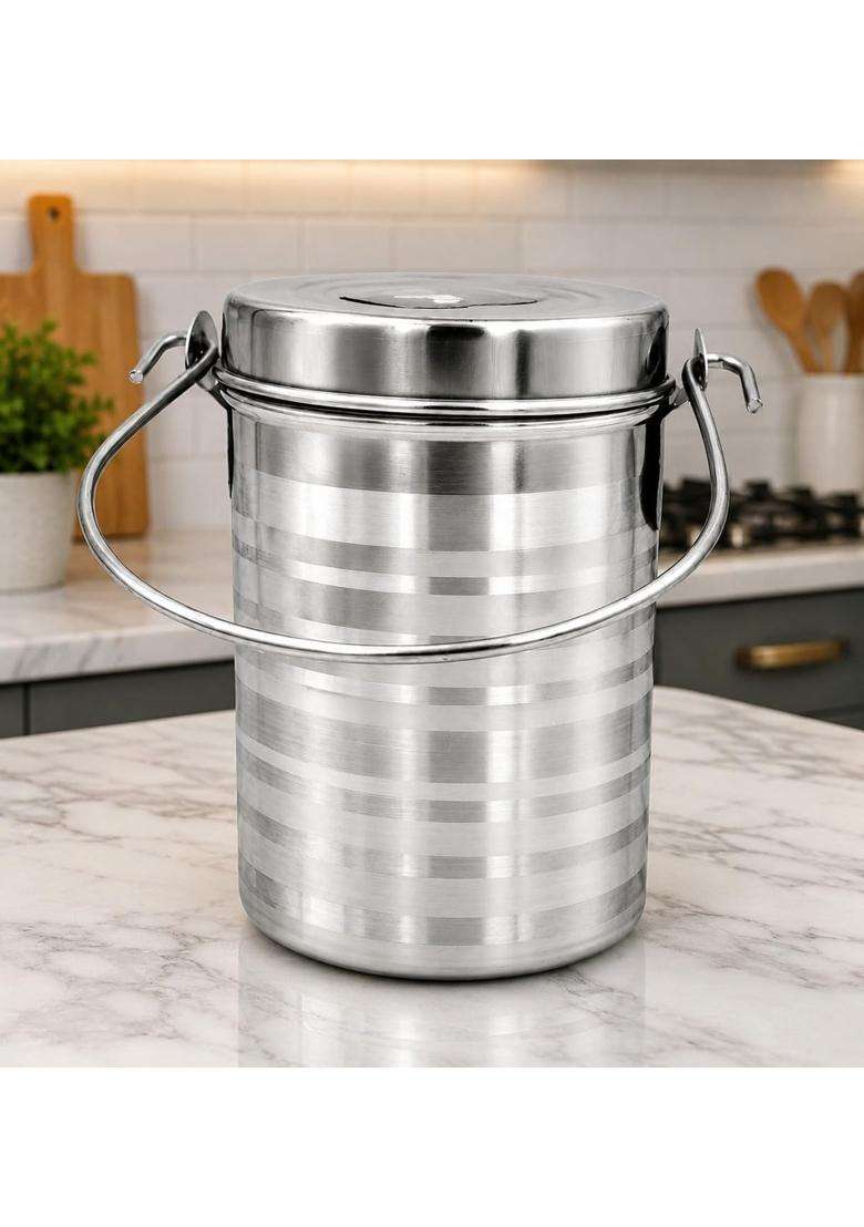 AAYU CRAFT KITCHENWARE FOR LIFE Stainless Steel Milk Oil Ghee Storage Container with Lid and Handle for Kitchen | 100 ml | 3.4 fl oz - Indya