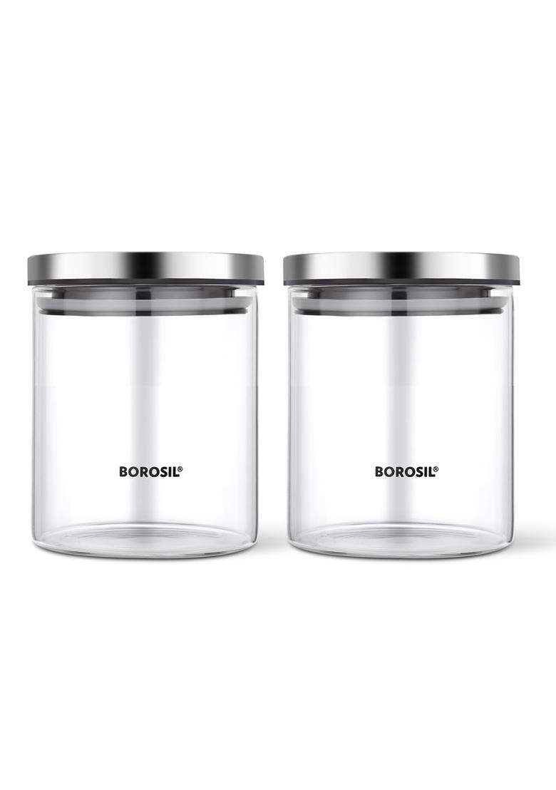 Borosil Classic Jar X | 600 ml | 20.3 fl oz | Dishwasher Safe | Microwave Safe | With Lid - Indya