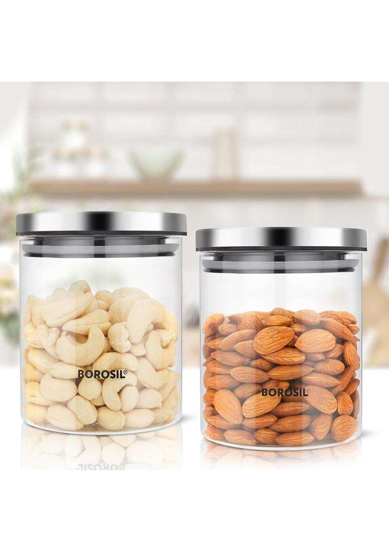 Borosil Classic Jar X | 600 ml | 20.3 fl oz | Dishwasher Safe | Microwave Safe | With Lid - Indya