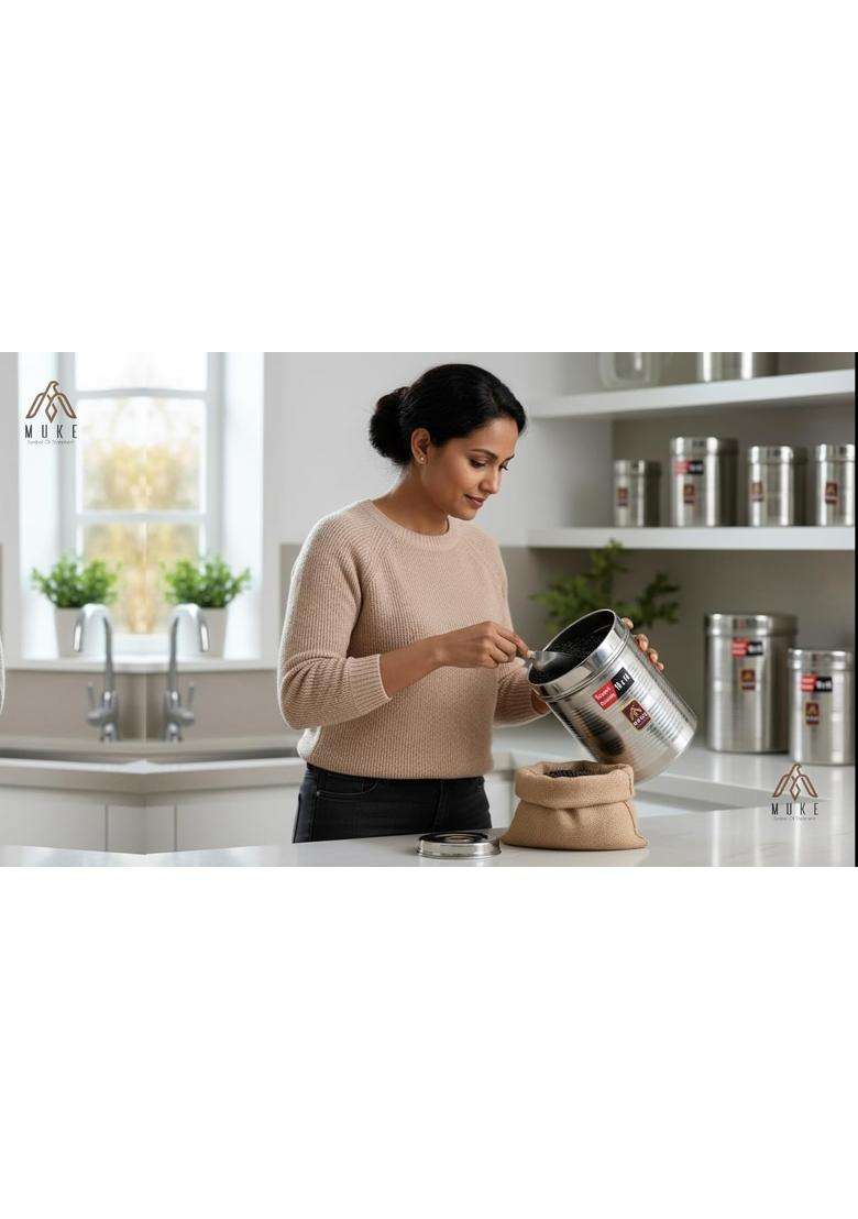 MUKE Stainless Steel Dibba Jars for Modern Kitchen Storage Food Grade Container | 350 ml | 11.8 fl oz | Pack of 8 - Indya