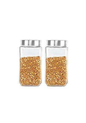 CELLO Qube Fresh Glass Storage Jar for Kitchen Pcs | 1000 ml | 33.8 fl oz | 2-Piece Set | Lead Free