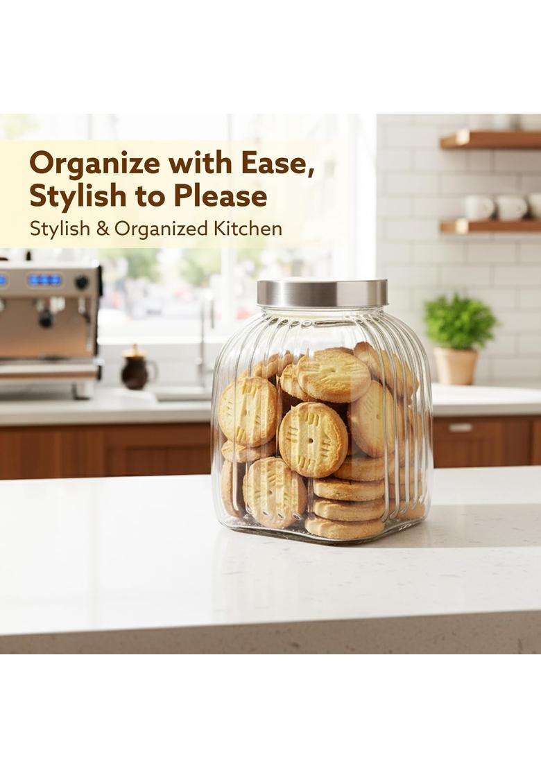 AGARO Elegant Glass Jar | 3500 ml | 118.3 fl oz - Indya