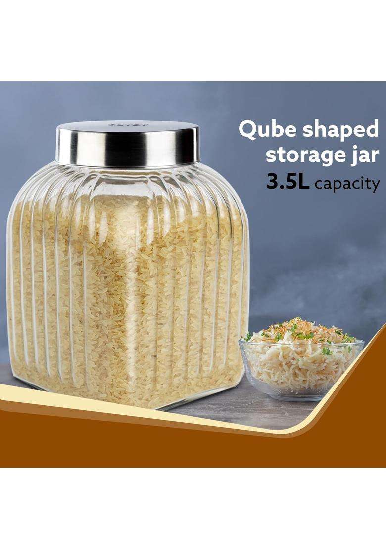 AGARO Elegant Glass Jar | 3500 ml | 118.3 fl oz - Indya