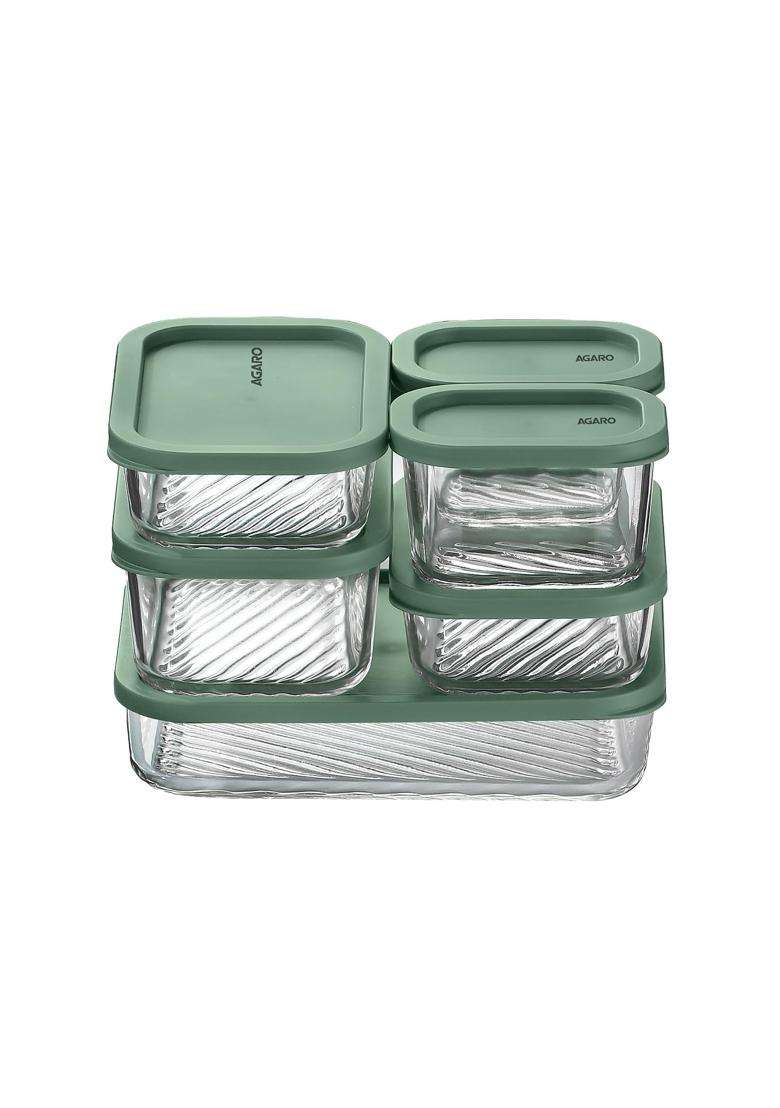 AGARO Elite Borosilicate Glass Container Set | 310 ml | 10.5 fl oz | 6-Piece Set | BPA Free | Microwave Safe - Indya