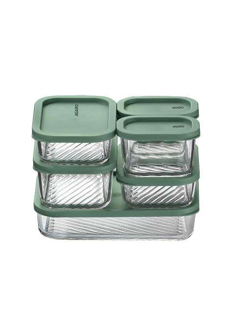 AGARO Elite Borosilicate Glass Container Set | 310 ml | 10.5 fl oz | 6-Piece Set | BPA Free | Microwave Safe