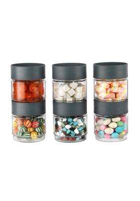 CELLO Modustack Glassy Storage Jars for Kitchen Pcs | 500 ml | 16.9 fl oz | 6-Piece Set | Lead Free