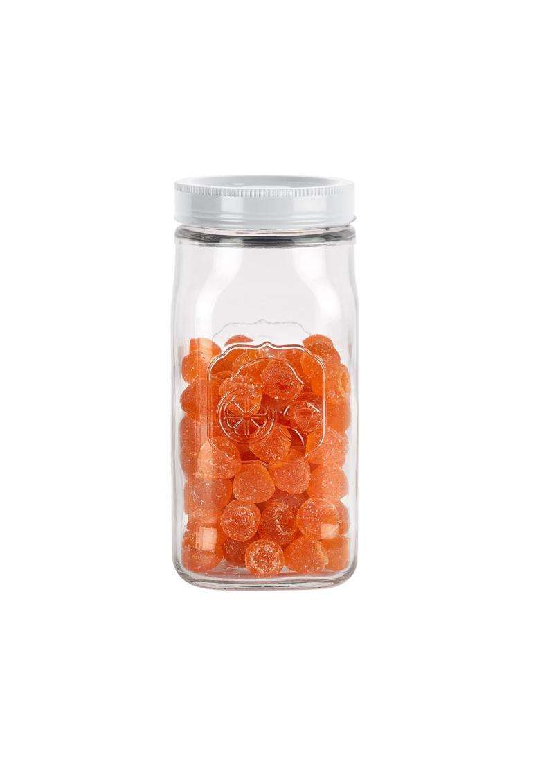 CELLO Classic Glass Food Storage Jar for Kitchen White | 1000 ml | 33.8 fl oz | Lead Free - Indya