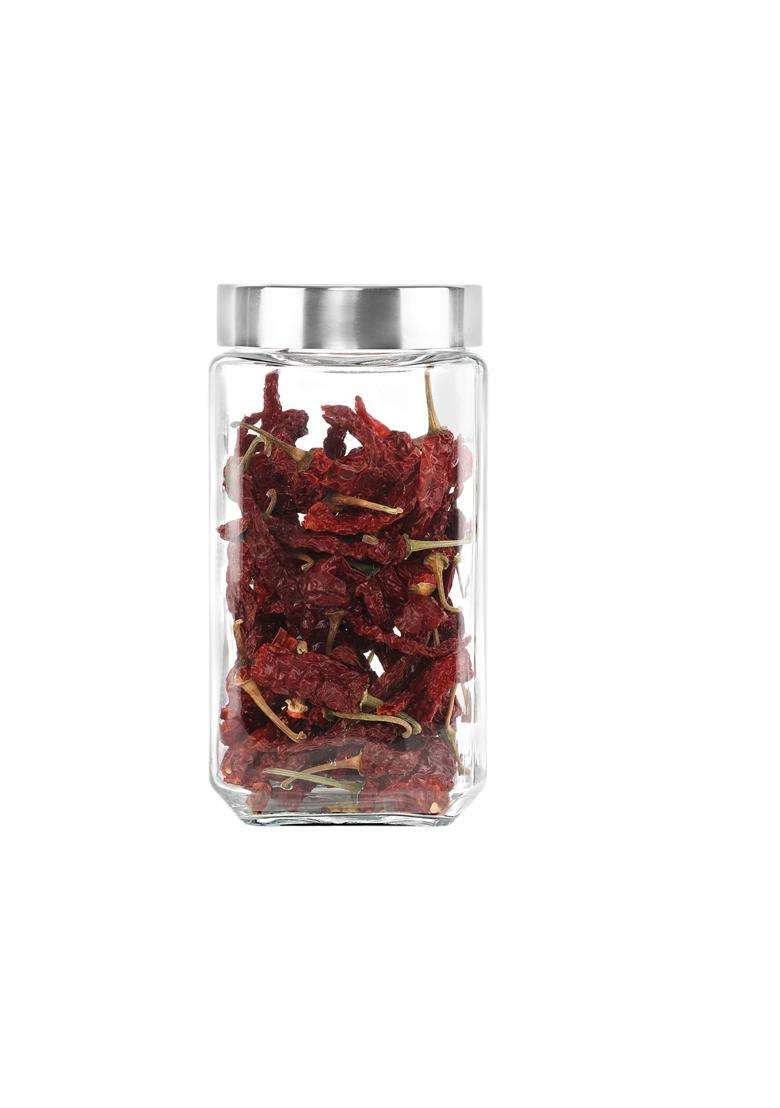 CELLO Qube Fresh Glass Storage Jar for Kitchen Transparent | 1200 ml | 40.6 fl oz | Lead Free - Indya