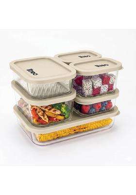 Treo By Milton Nutri Borosilicate Glass Containers for Fridge Storage | 1200 ml | 40.6 fl oz | 6-Piece Set | Dishwasher Safe | Microwave Safe | With Lid