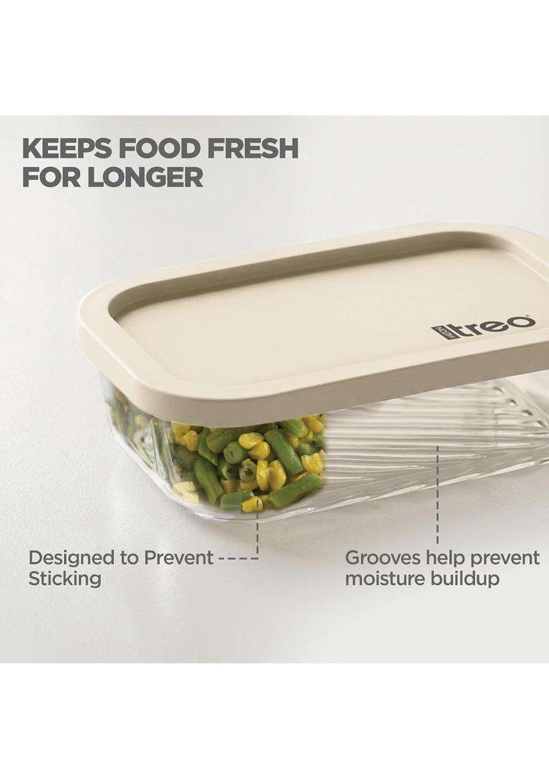 Treo By Milton Nutri Borosilicate Glass Containers for Fridge Storage | 1200 ml | 40.6 fl oz | 6-Piece Set | Dishwasher Safe | Microwave Safe | With Lid - Indya