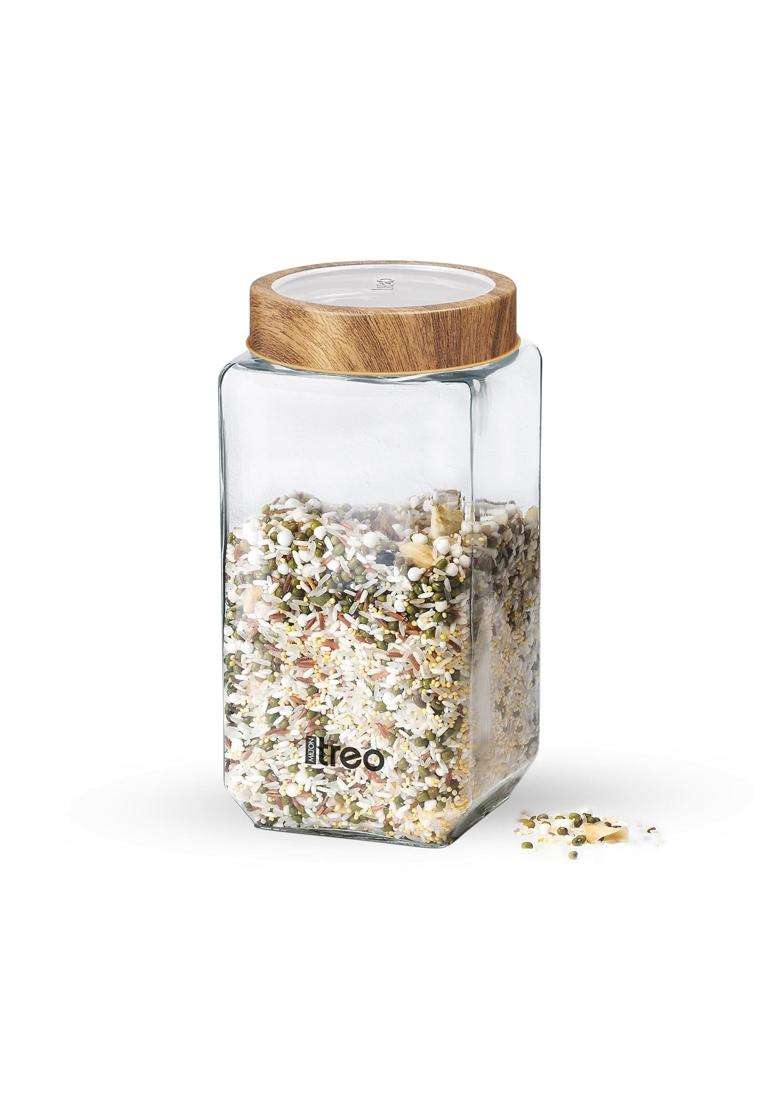 Treo By Milton Woody Cube Storage Container | 1000 ml | 33.8 fl oz - Indya