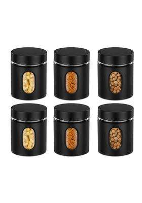 Solimo Amazon Brand Solimo Oval Window Steel Jacketed Glass Jar | 900 ml | 30.4 fl oz | 6-Piece Set