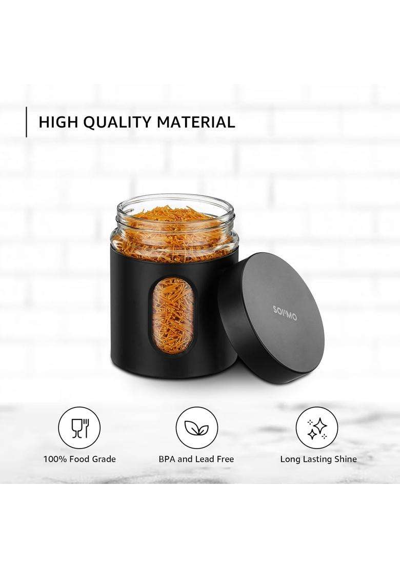 Solimo Amazon Brand Solimo Oval Window Steel Jacketed Glass Jar | 900 ml | 30.4 fl oz | 6-Piece Set - Indya