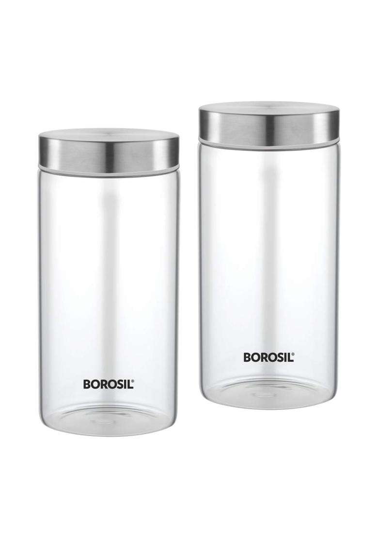 Borosil Endura Jar Set X | 1200 ml | 40.6 fl oz | Dishwasher Safe | Microwave Safe | With Lid - Indya