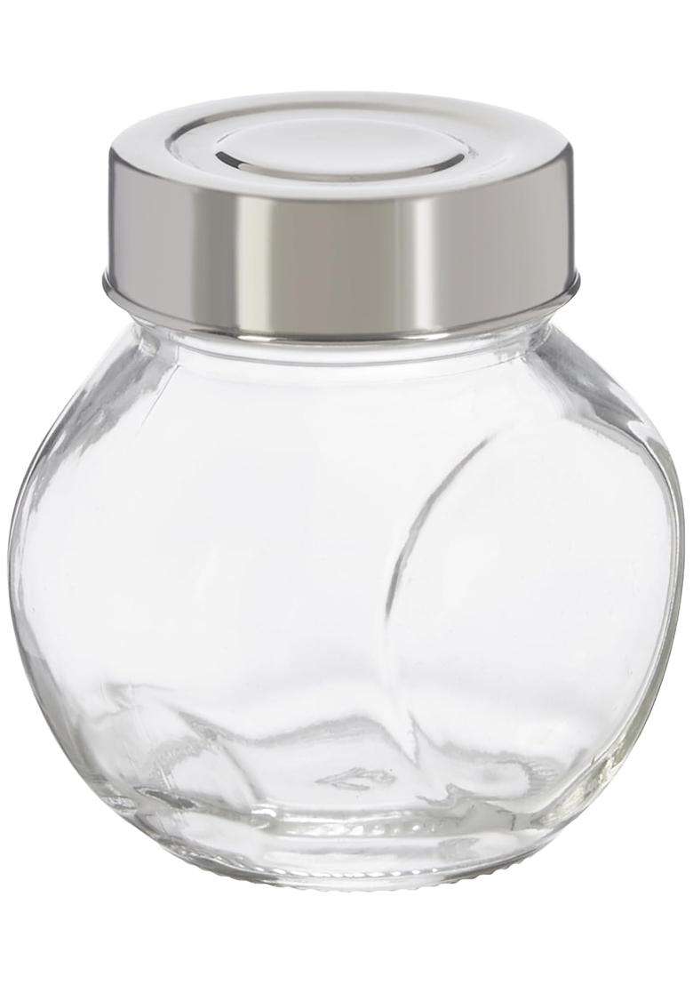 Solimo Amazon Brand Solimo Glass Transparent Storage Jar with Steel Cap for Pickles | 200 ml | 6.8 fl oz | 6-Piece Set | BPA Free - Indya