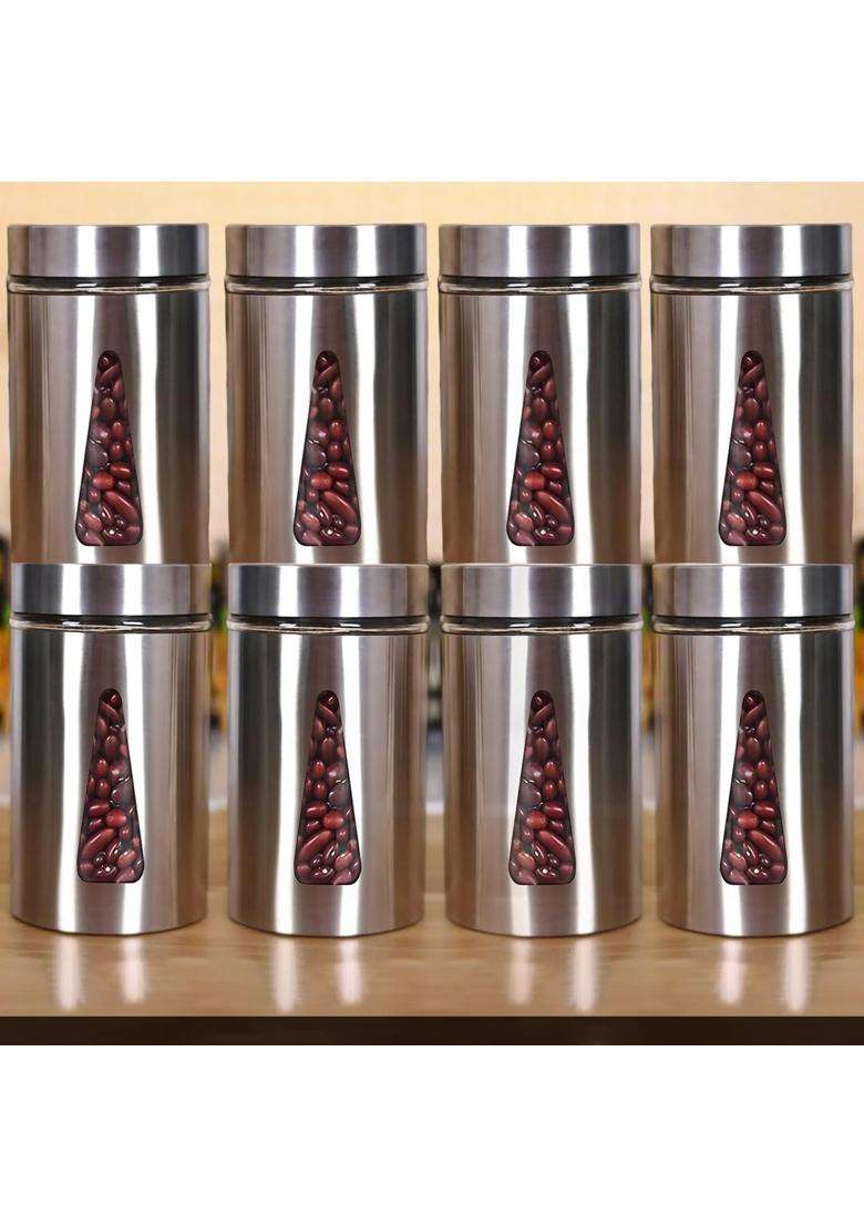 Femora Borosilicate Glass Triangular Shape See Through Bottoms with Stainless Steel | 1000 ml | 33.8 fl oz | 6-Piece Set - Indya