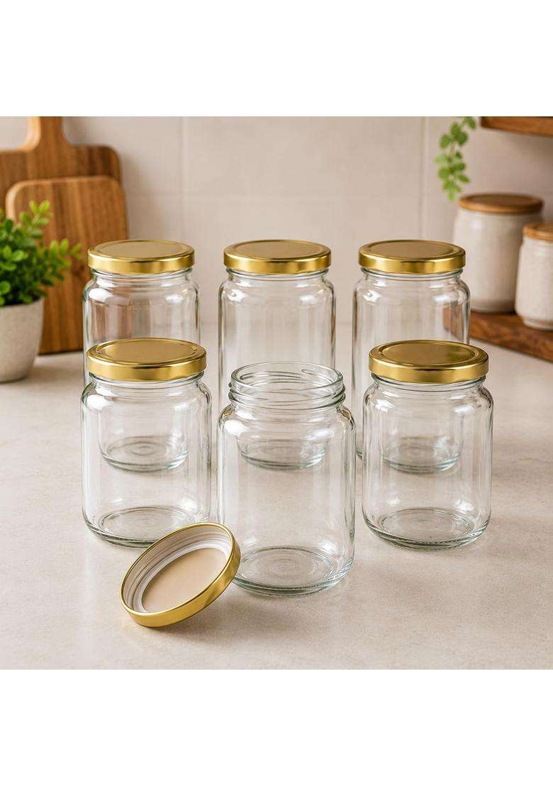 Pure Source India Glass Jar Container with Air Tight Lid | 1 L | 1.1 Qt | 6-Piece Set - Indya