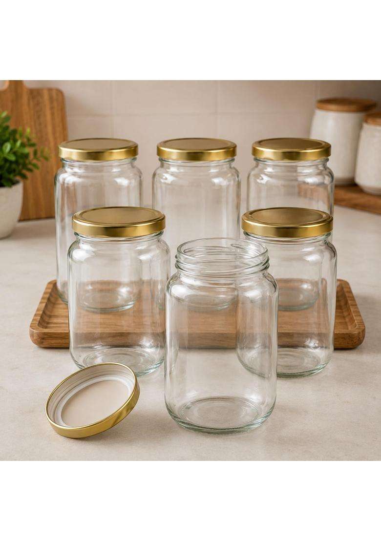 Pure Source India Glass Jar Container with Air Tight Lid | 1 L | 1.1 Qt | 6-Piece Set - Indya