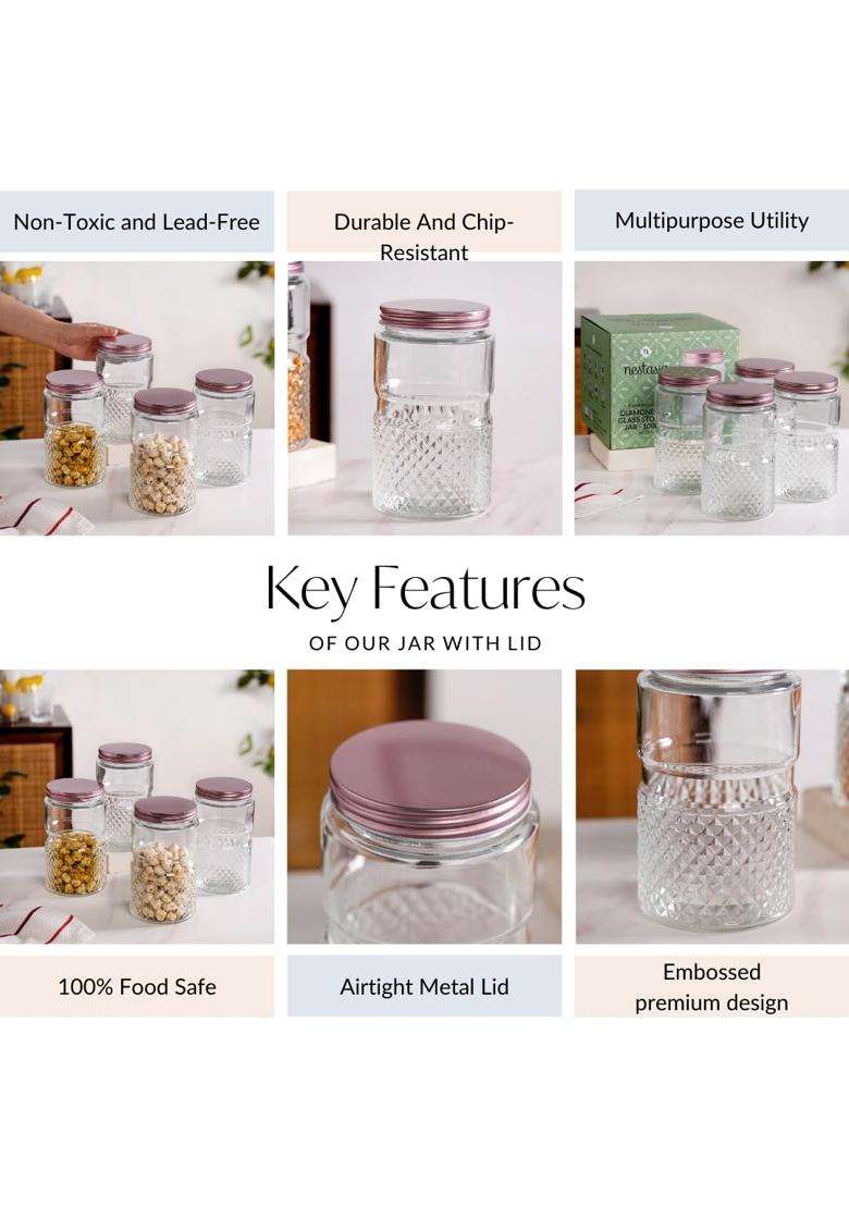 Nestasia Glass Jars Each | 1000 ml | 33.8 fl oz | 4-Piece Set - Indya