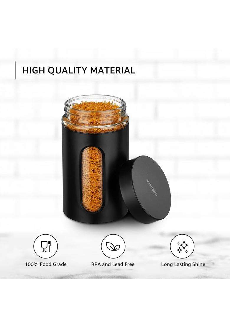 Solimo Amazon Brand Solimo Oval Window Steel Jacketed Glass Jar | 1200 ml | 40.6 fl oz | 2-Piece Set - Indya