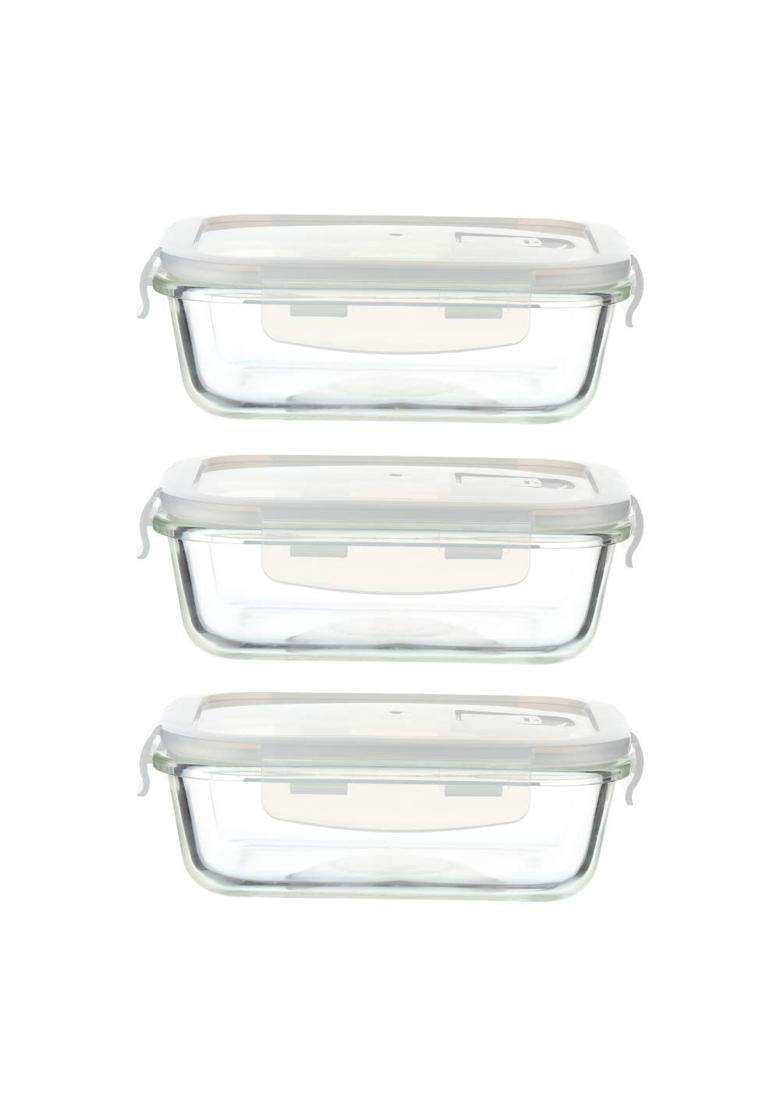 Femora Borosilicate Glass Containers for Kitchen | 1000 ml | 33.8 fl oz | 2-Piece Set | Microwave Safe - Indya
