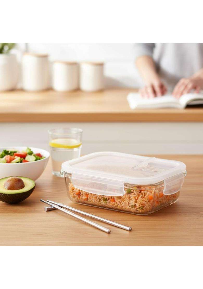 Femora Borosilicate Glass Containers for Kitchen | 1000 ml | 33.8 fl oz | 2-Piece Set | Microwave Safe - Indya