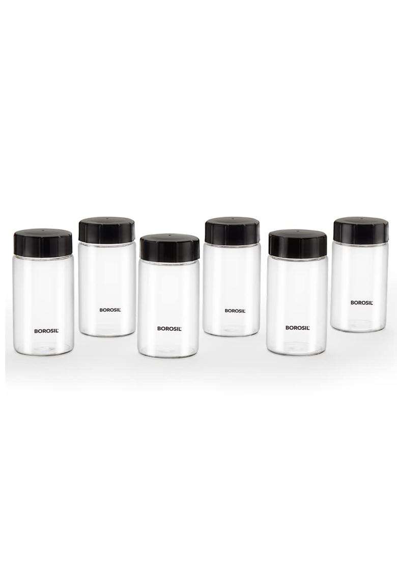 Borosil Neo Spice Jar Set X | 250 ml | 8.5 fl oz | Dishwasher Safe | Microwave Safe - Indya