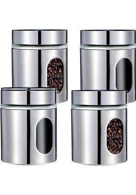 Femora Oval Shape Glass Window Jars | 1000 ml | 33.8 fl oz | 4-Piece Set
