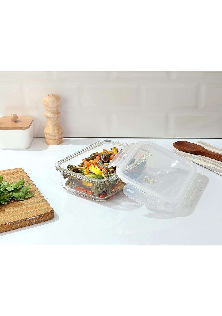 Solimo Amazon Brand Solimo Borosilicate Glass Container with Air-Vent Lid | 500 ml | 16.9 fl oz - Indya