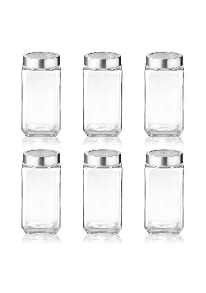 Treo By Milton Cube Storage Glass Jar | 1000 ml | 33.8 fl oz | 6-Piece Set | BPA Free - Indya