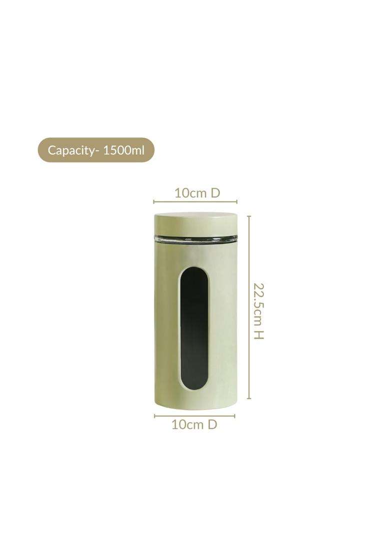Nestasia Oval Window Metal Jacketed Glass Jars | 1500 ml | 50.7 fl oz | 4-Piece Set - Indya